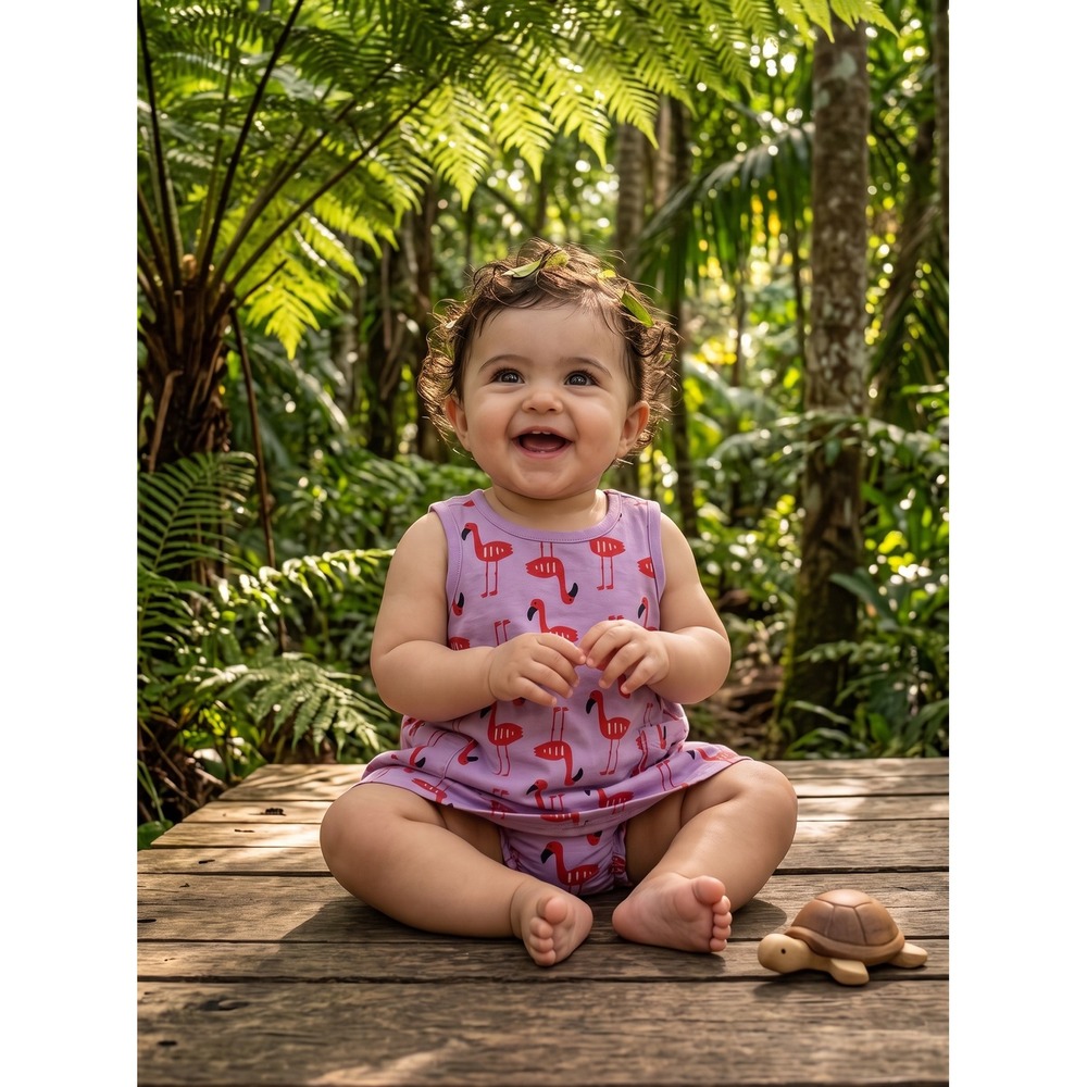 Hanna Andersson Flamingo Print Cotton Sleeveless Dress & Bloomer Set 2T